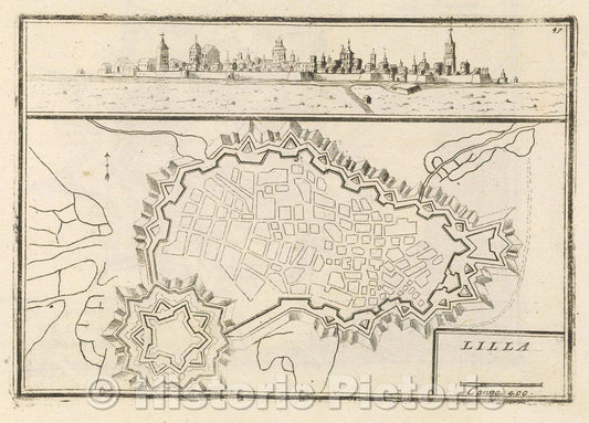 Historic Map : Theater of war, divided into 48 parts, Lilla, 1706 , Vintage Wall Art