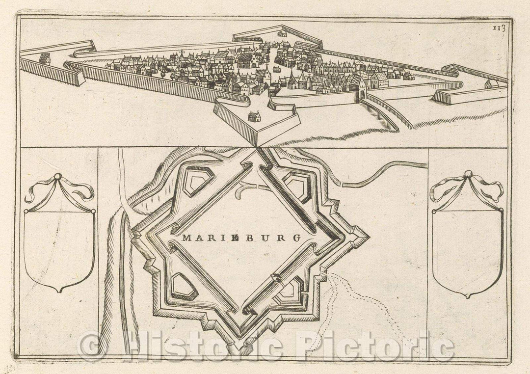 Historic Map : Theater of war, divided into 48 parts, Marieburg, 1706 , Vintage Wall Art