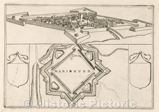 Historic Map : Theater of war, divided into 48 parts, Marieburg, 1706 , Vintage Wall Art
