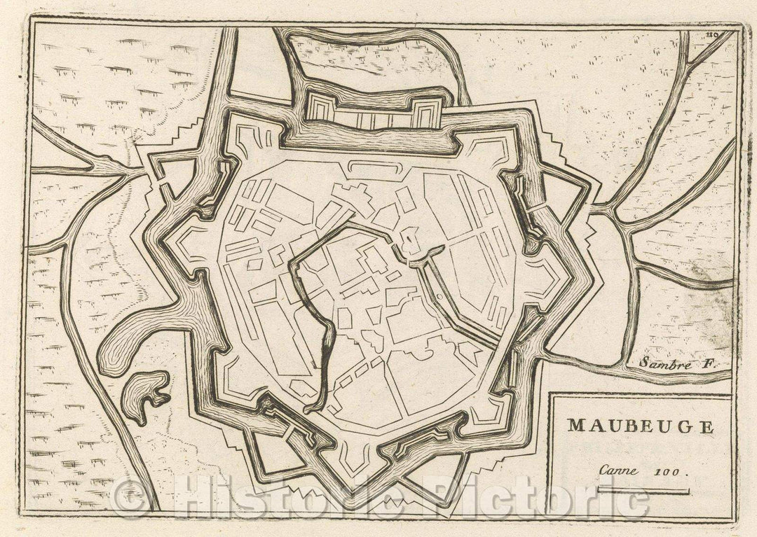 Historic Map : Theater of war, divided into 48 parts, Maubeuge, 1706 , Vintage Wall Art