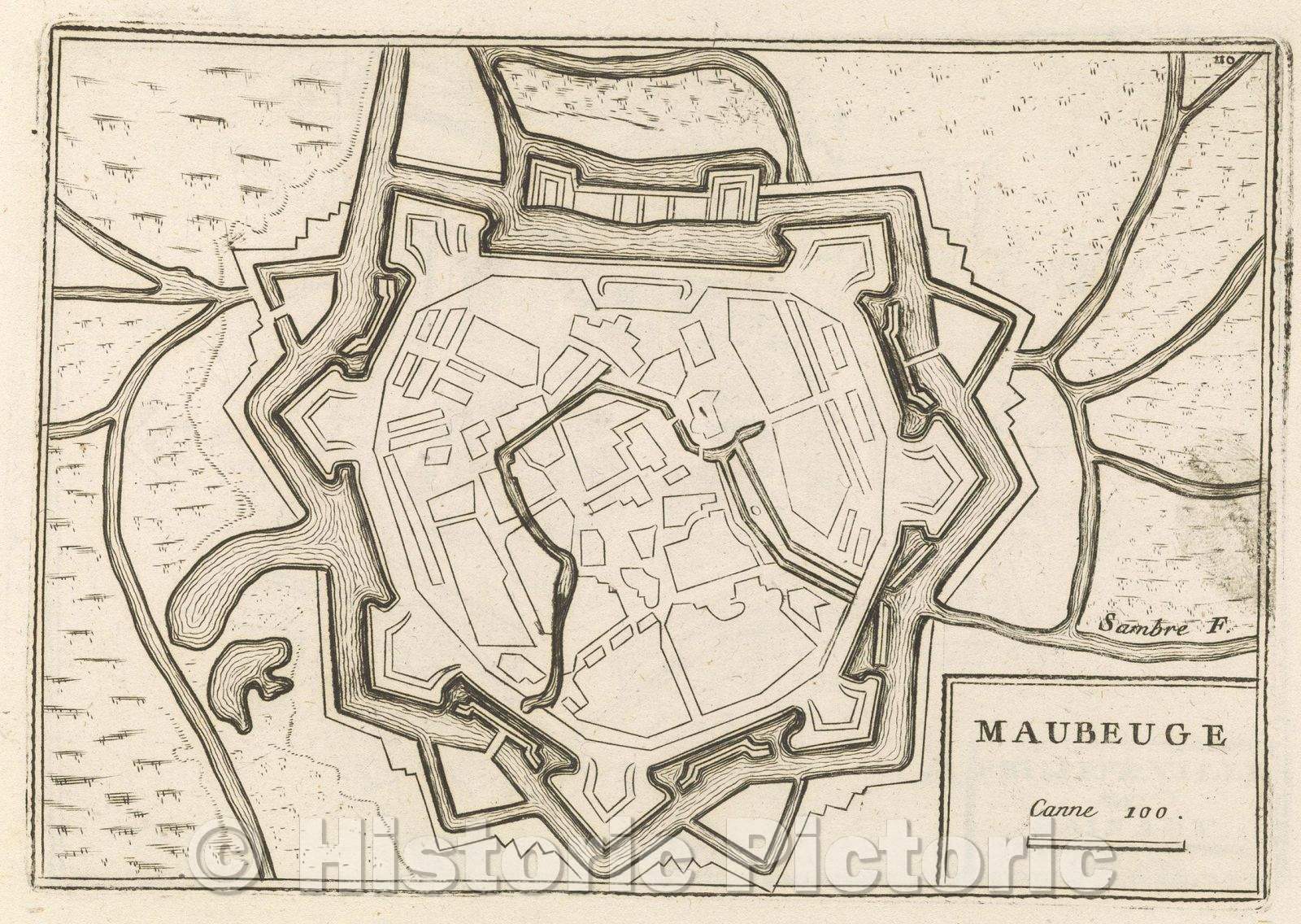 Historic Map : Theater of war, divided into 48 parts, Maubeuge, 1706 , Vintage Wall Art