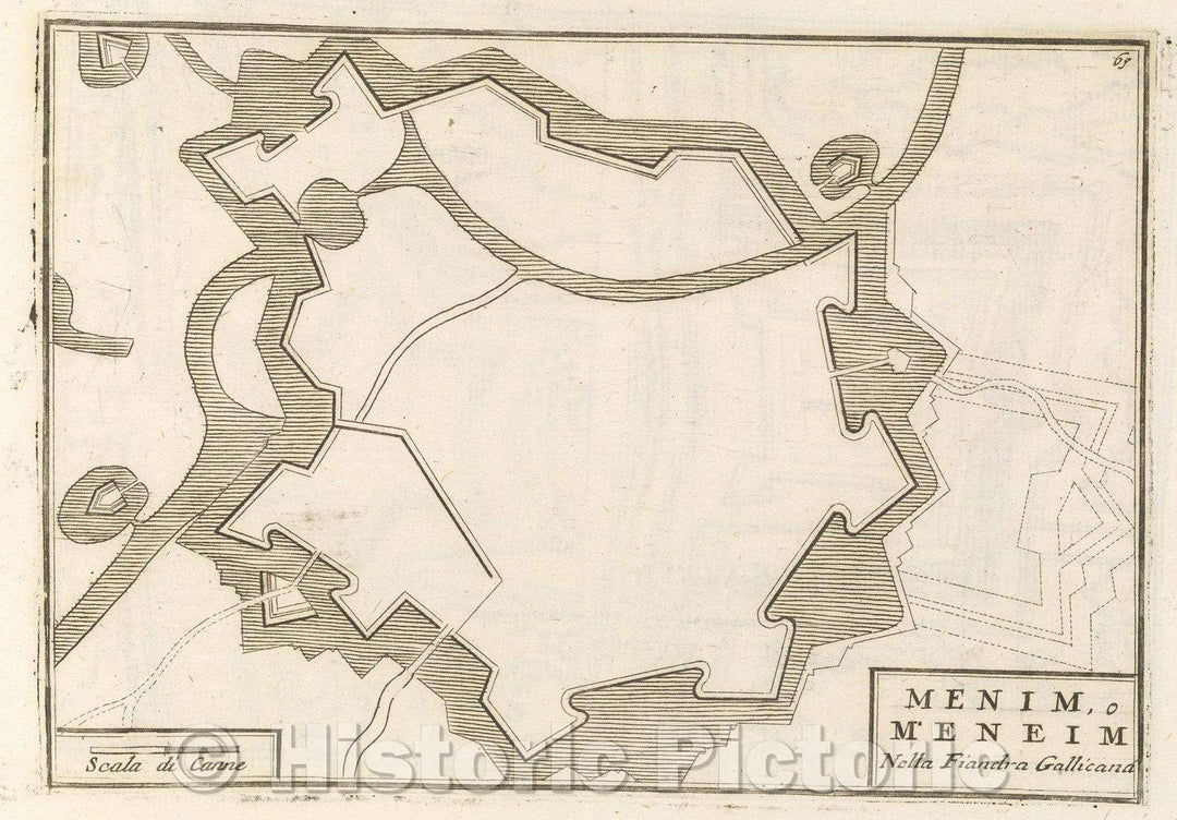 Historic Map : Theater of war, divided into 48 parts, Menim, o Meneim Nella Fiandra Gallicana, 1706 , Vintage Wall Art
