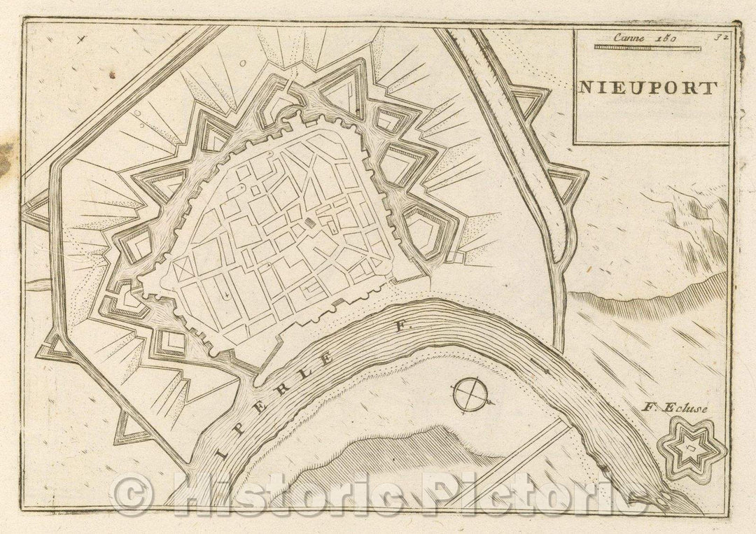 Historic Map : Theater of war, divided into 48 parts, Nieuport, 1706 , Vintage Wall Art