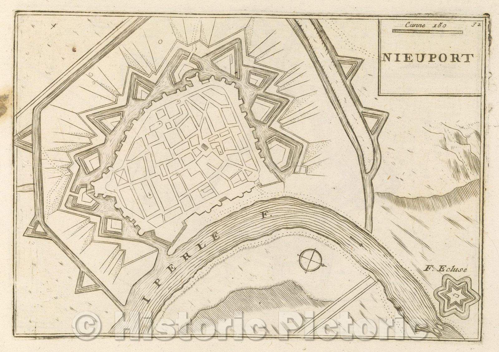 Historic Map : Theater of war, divided into 48 parts, Nieuport, 1706 , Vintage Wall Art