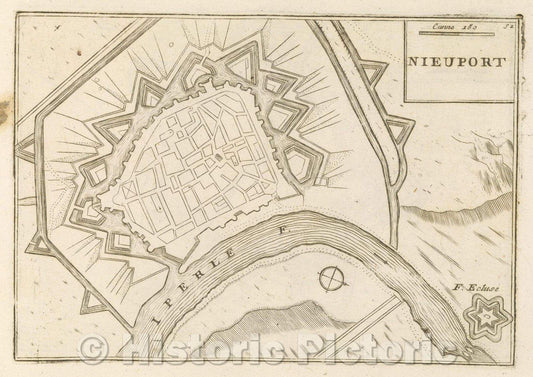 Historic Map : Theater of war, divided into 48 parts, Nieuport, 1706 , Vintage Wall Art
