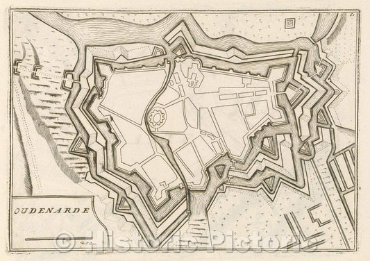Historic Map : Theater of war, divided into 48 parts, Oudenarde, 1706 , Vintage Wall Art