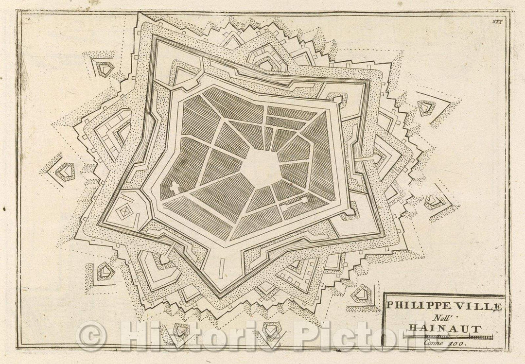 Historic Map : Theater of war, divided into 48 parts, Philippeville Nell' Hainaut, 1706 , Vintage Wall Art