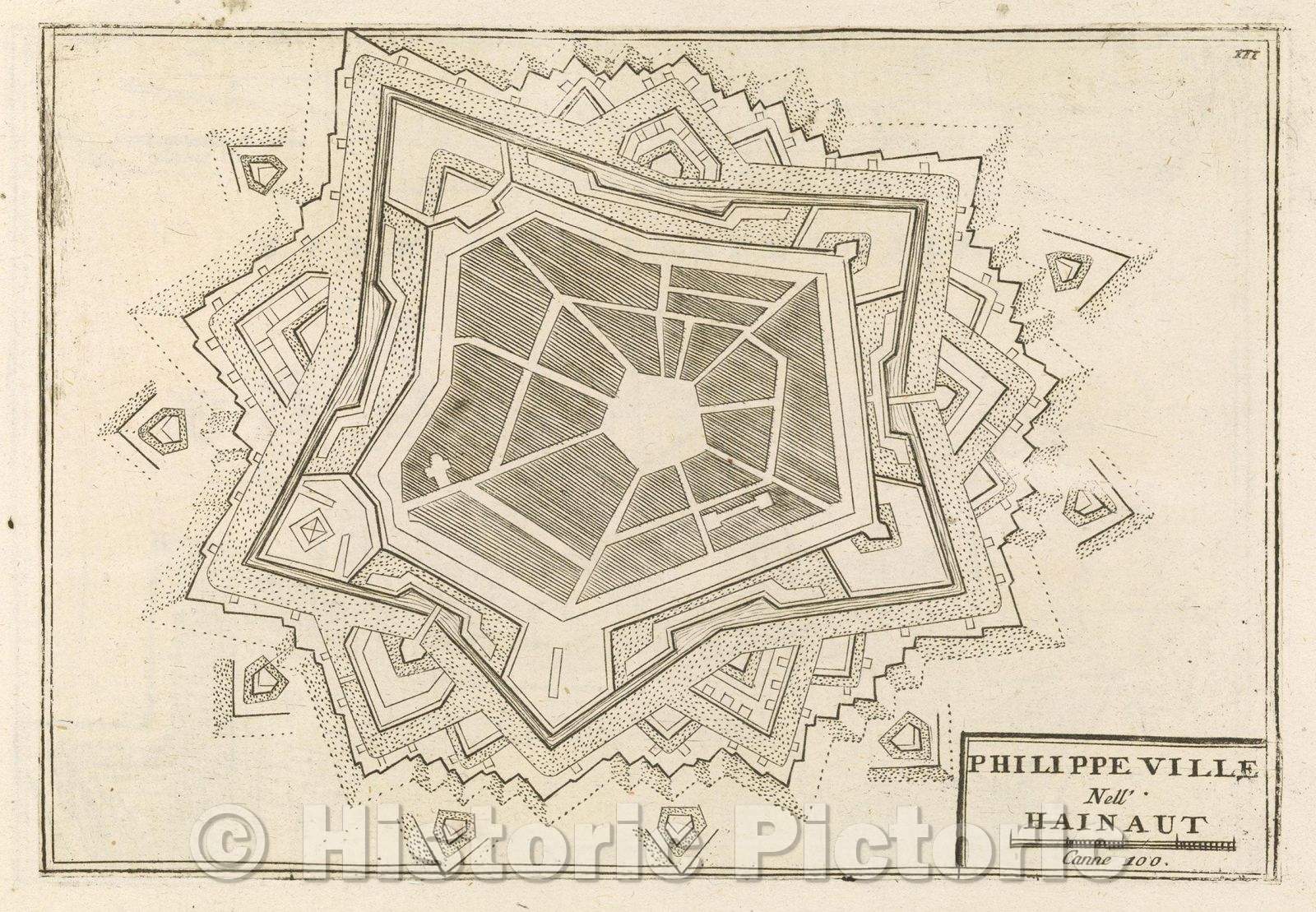 Historic Map : Theater of war, divided into 48 parts, Philippeville Nell' Hainaut, 1706 , Vintage Wall Art