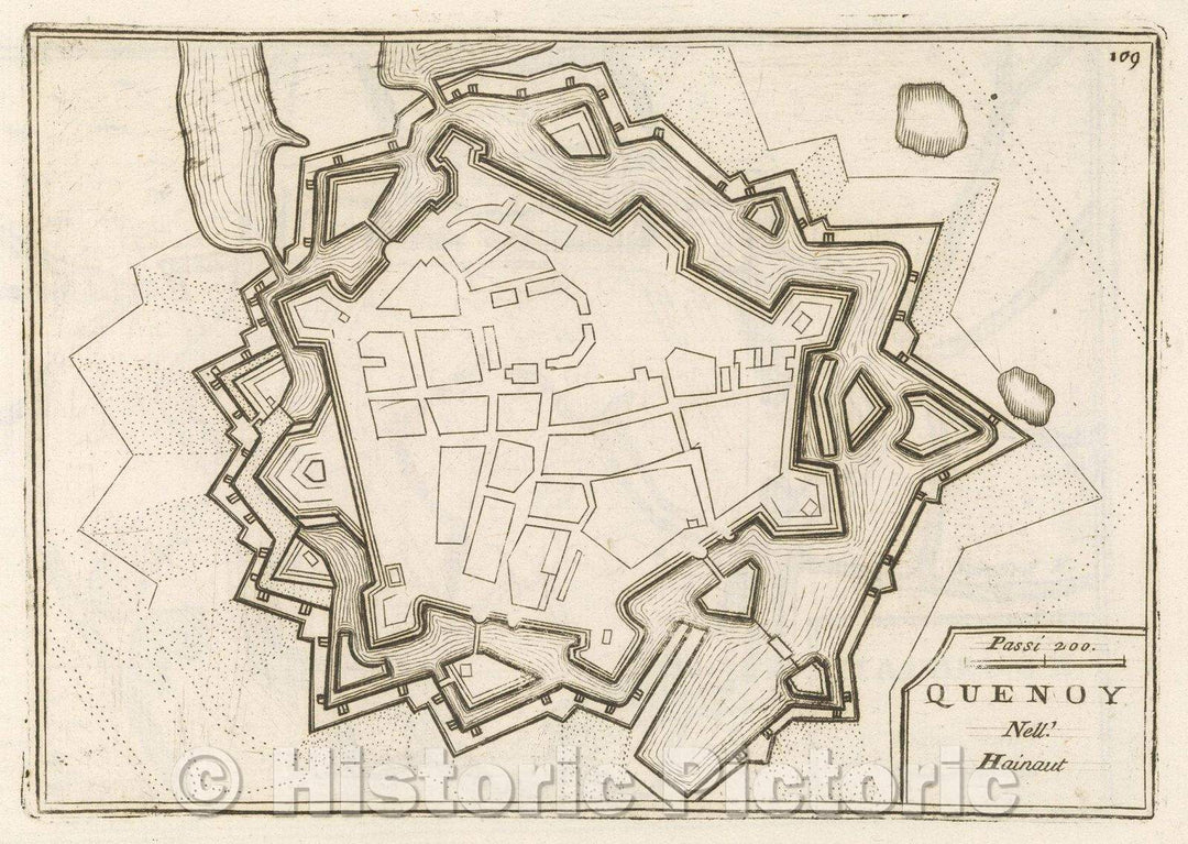 Historic Map : Theater of war, divided into 48 parts, Quenoy Nell.' Hainaut, 1706 , Vintage Wall Art