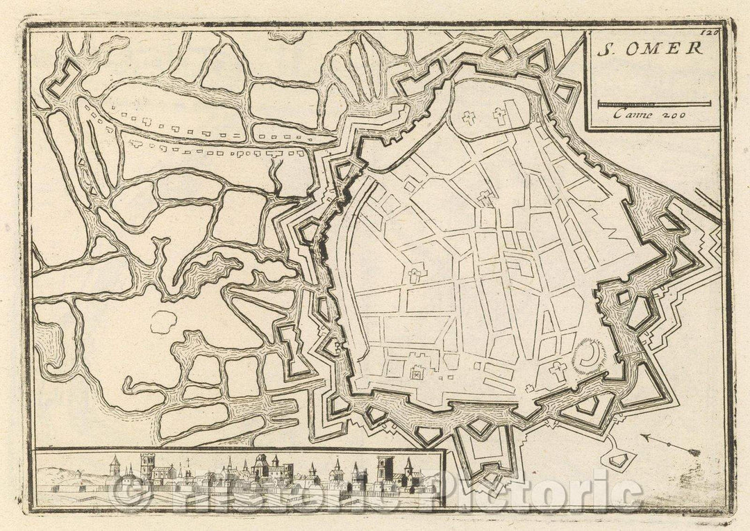 Historic Map : Theater of war, divided into 48 parts, S. Omer, 1706 , Vintage Wall Art
