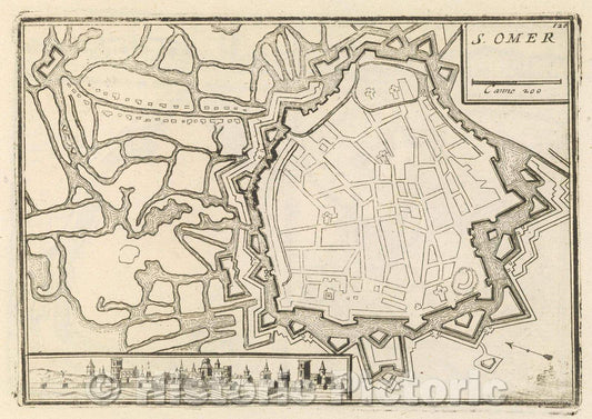 Historic Map : Theater of war, divided into 48 parts, S. Omer, 1706 , Vintage Wall Art