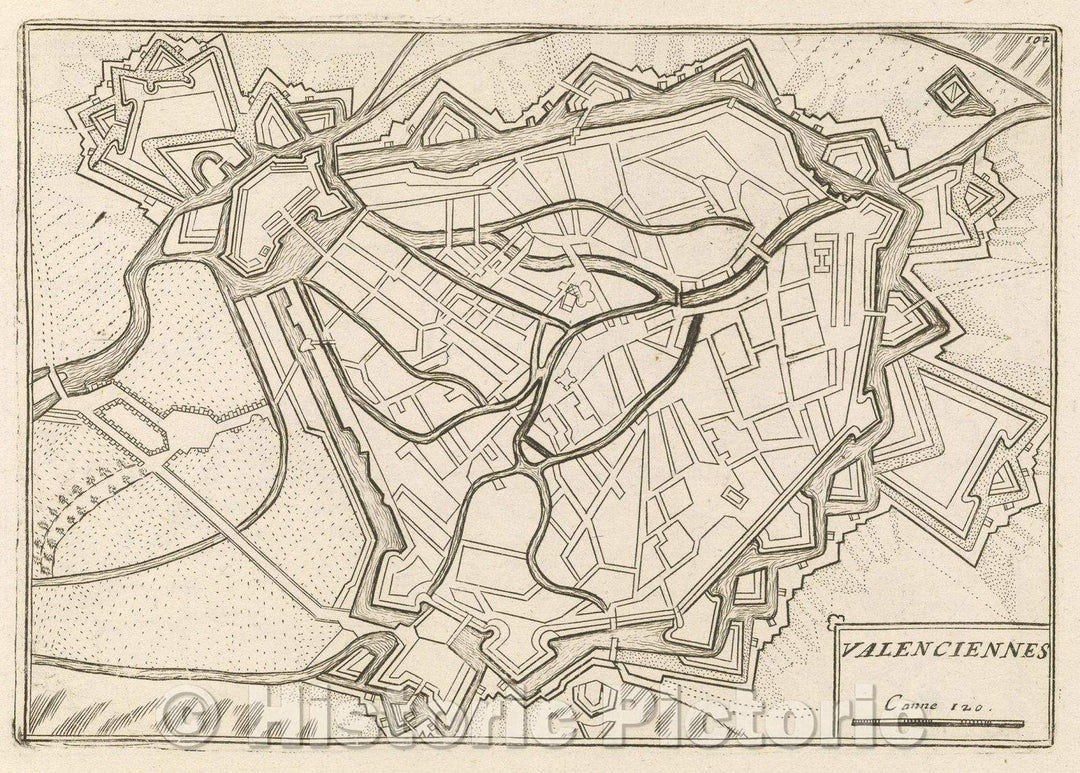 Historic Map : Theater of war, divided into 48 parts, Valenciennes, 1706 , Vintage Wall Art