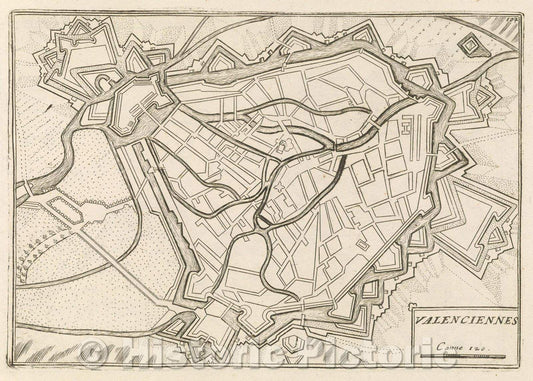 Historic Map : Theater of war, divided into 48 parts, Valenciennes, 1706 , Vintage Wall Art