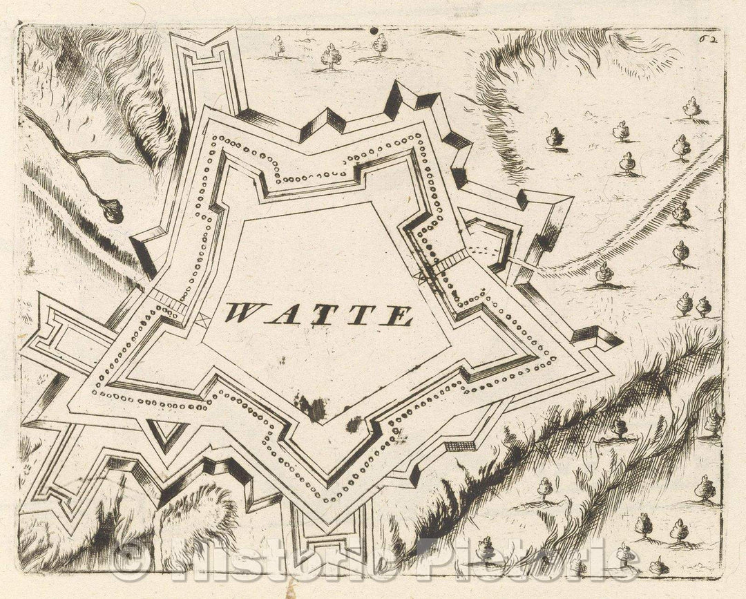Historic Map : Theater of war, divided into 48 parts, Watte, 1706 , Vintage Wall Art