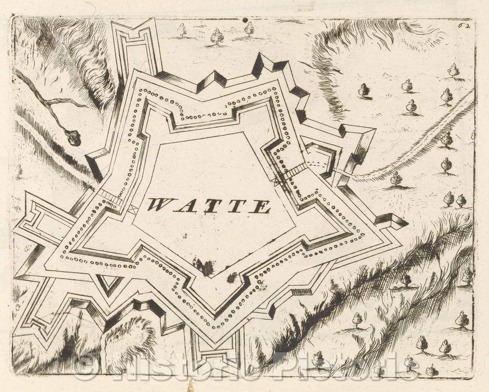 Historic Map : Theater of war, divided into 48 parts, Watte, 1706 , Vintage Wall Art