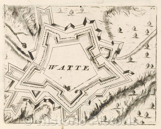 Historic Map : Theater of war, divided into 48 parts, Watte, 1706 , Vintage Wall Art