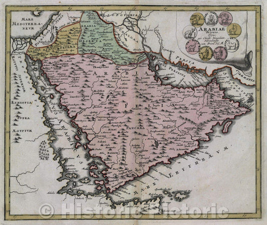 Historic Map : Arabiae veteris typus per Christ: Weigelium Norimbergae cum privil. S. C. M., c. 1720 , Vintage Wall Art