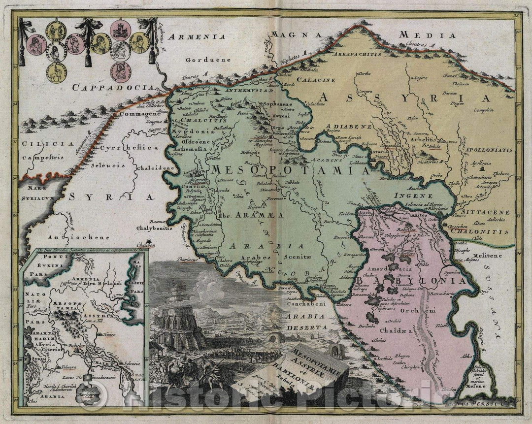Historic Map : Mesopotamiae Assyriae et Babyloniae tabula per C. Weige Norimb cum priv Caes. Millegible, c. 1720 , Vintage Wall Art