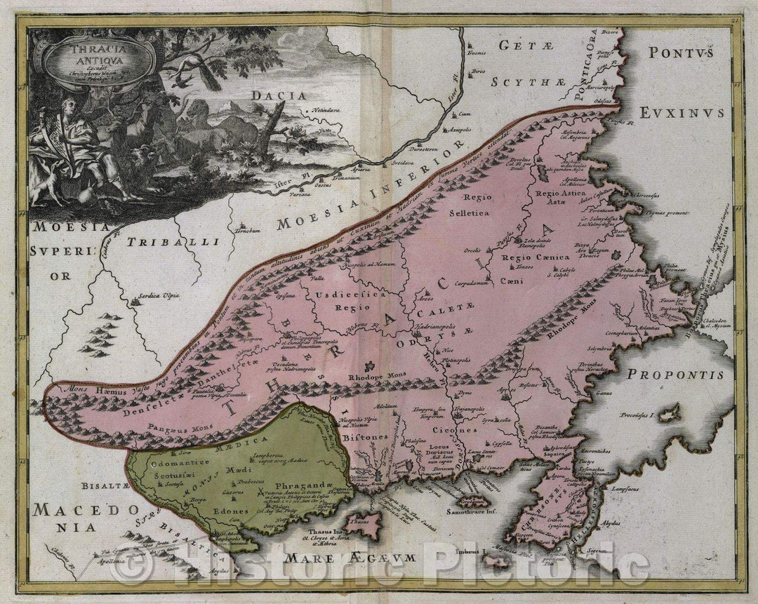 Historic Map : Thracia antiqua excudit Christophorus Weigeli Nuri. cum privilgi s. c., c. 1720 , Vintage Wall Art