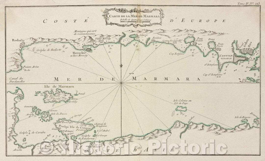 Historic Map : Carte de la Mer de Marmara., Tome IV. No. 123., 1764 , Vintage Wall Art