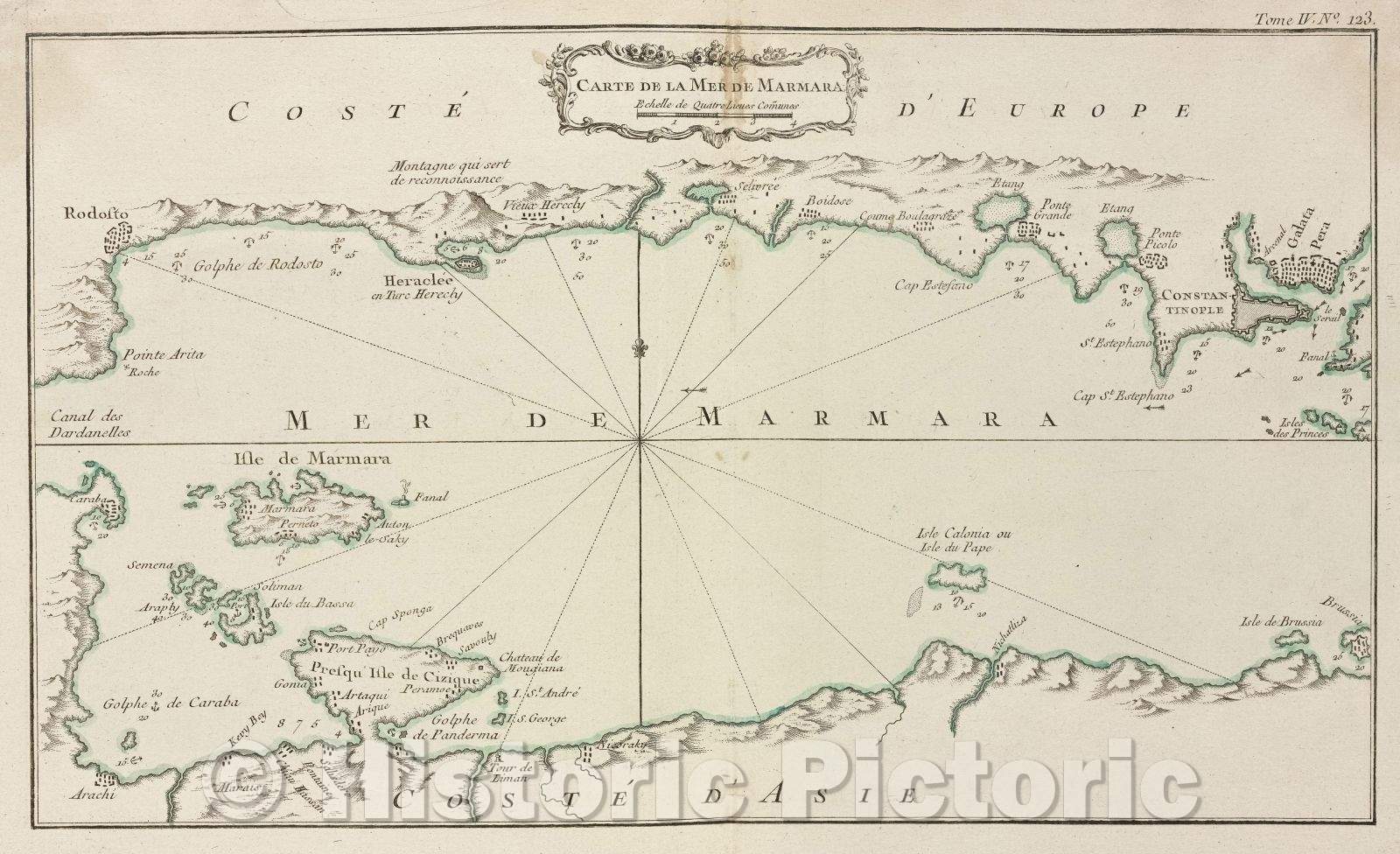 Historic Map : Carte de la Mer de Marmara., Tome IV. No. 123., 1764 , Vintage Wall Art