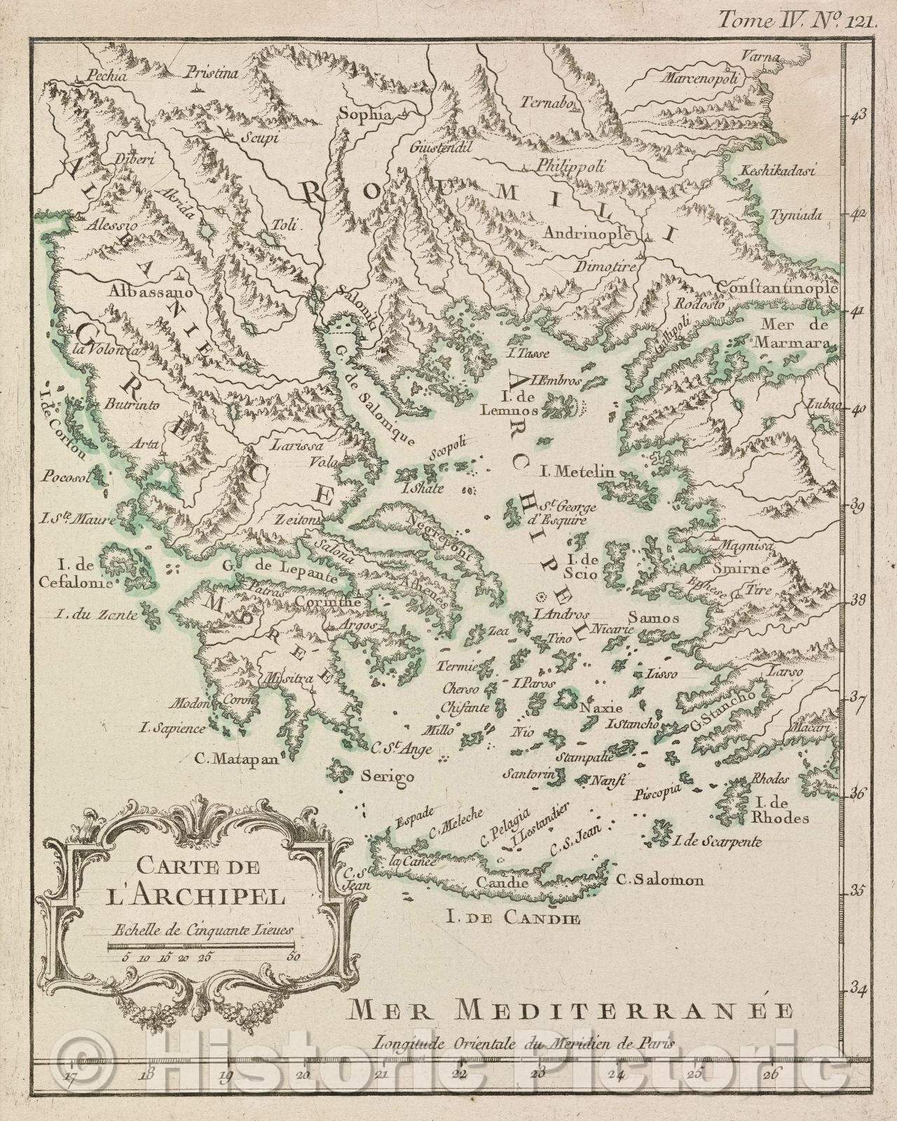 Historic Map : Carte de l'Archipel, Tome IV. No. 121., 1764 , Vintage Wall Art