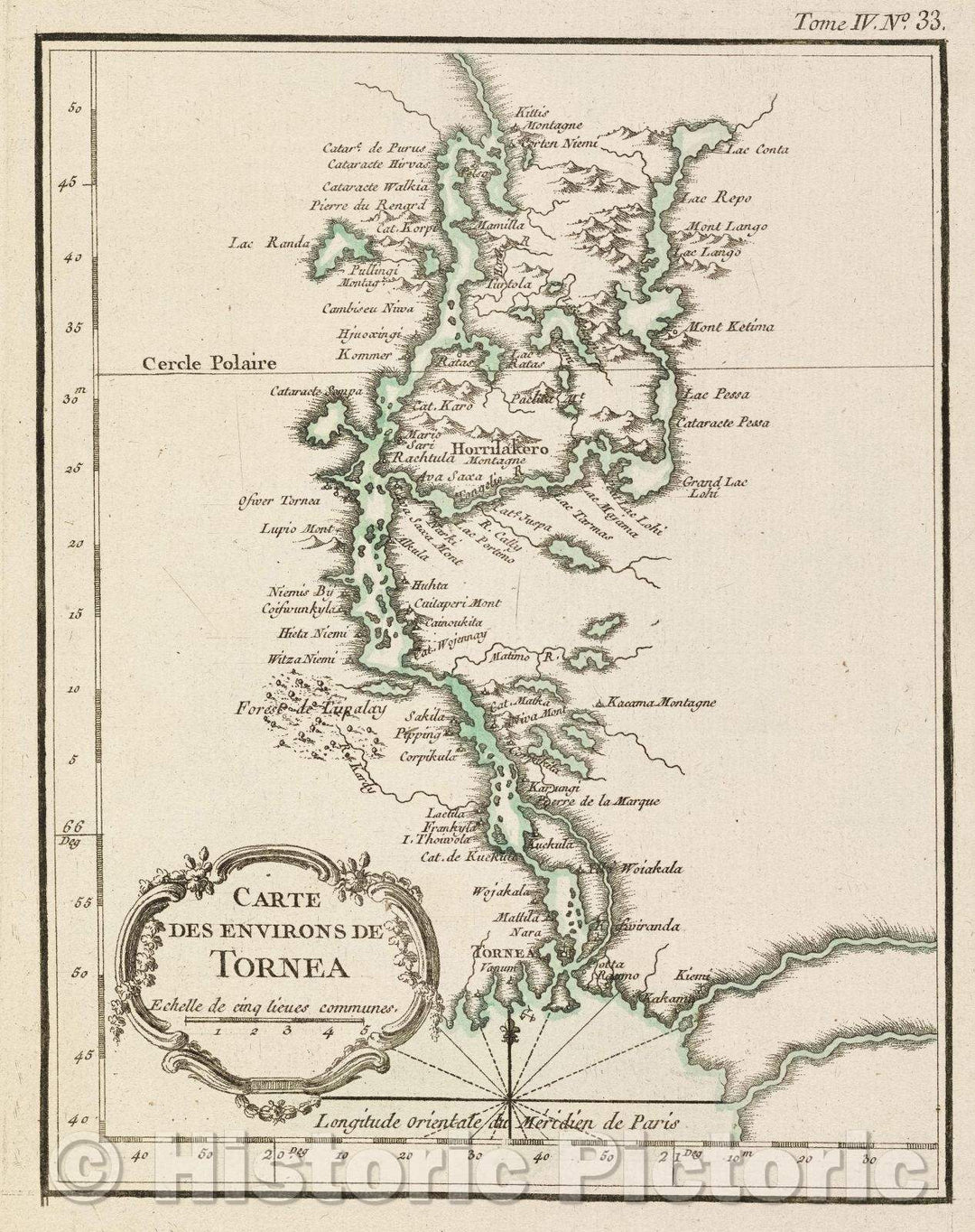 Historic Map : Carte des environs de Tornea, Tome IV. No. 33., 1764 , Vintage Wall Art