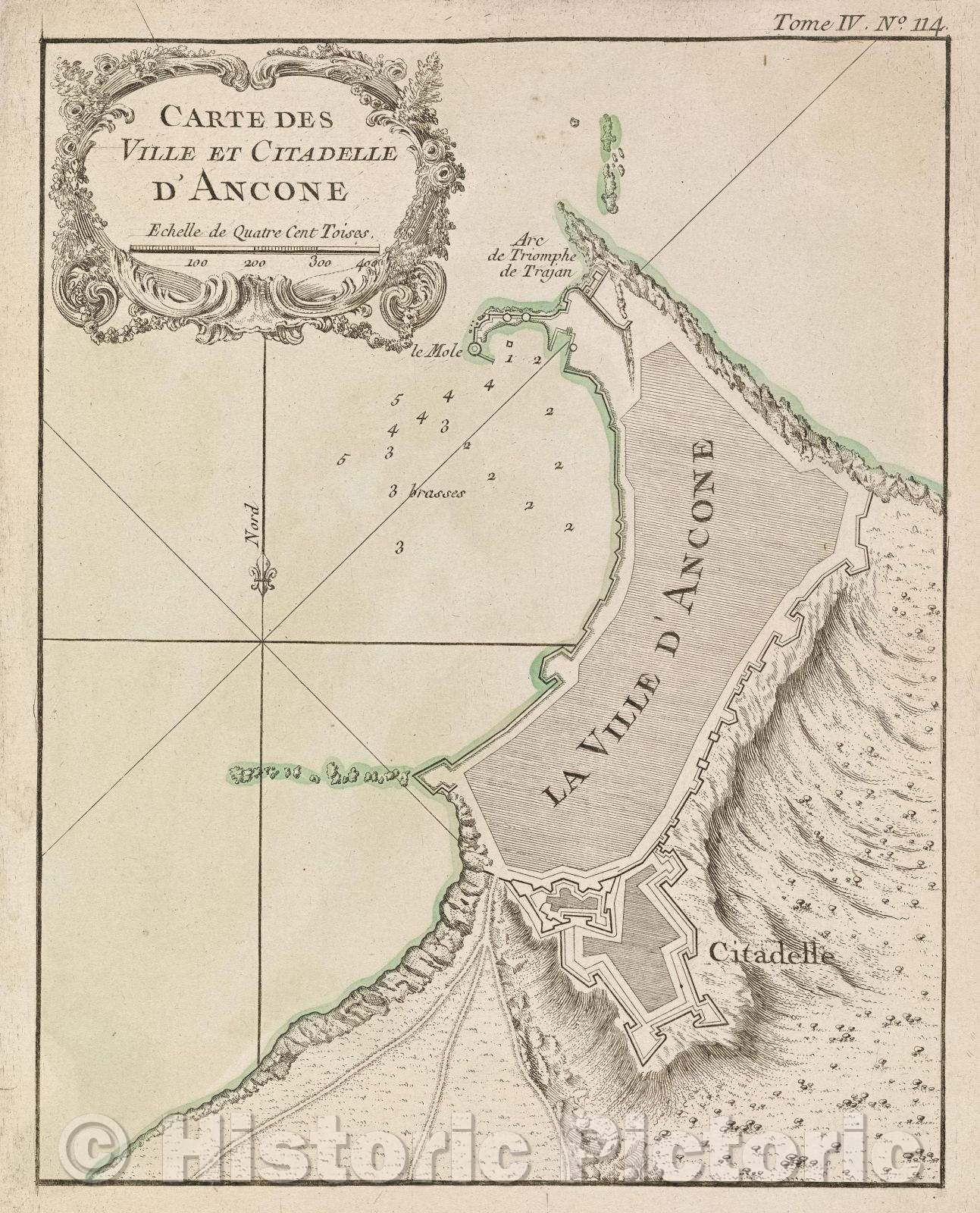 Historic Map : Carte des Ville et Citadelle d'Ancone, Tome IV. No. 114., 1764 , Vintage Wall Art