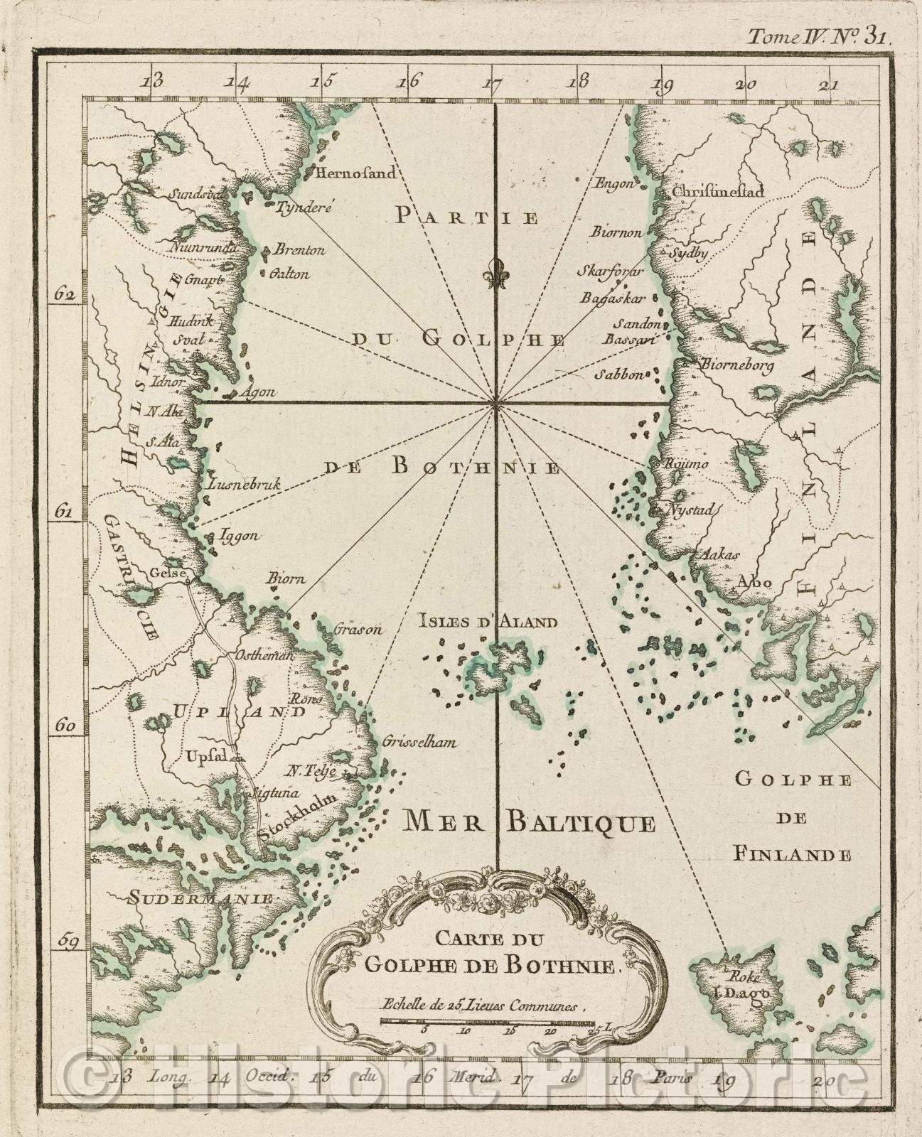 Historic Map : Carte du Golphe de Bothnie., Tome IV. No. 31., 1764 , Vintage Wall Art