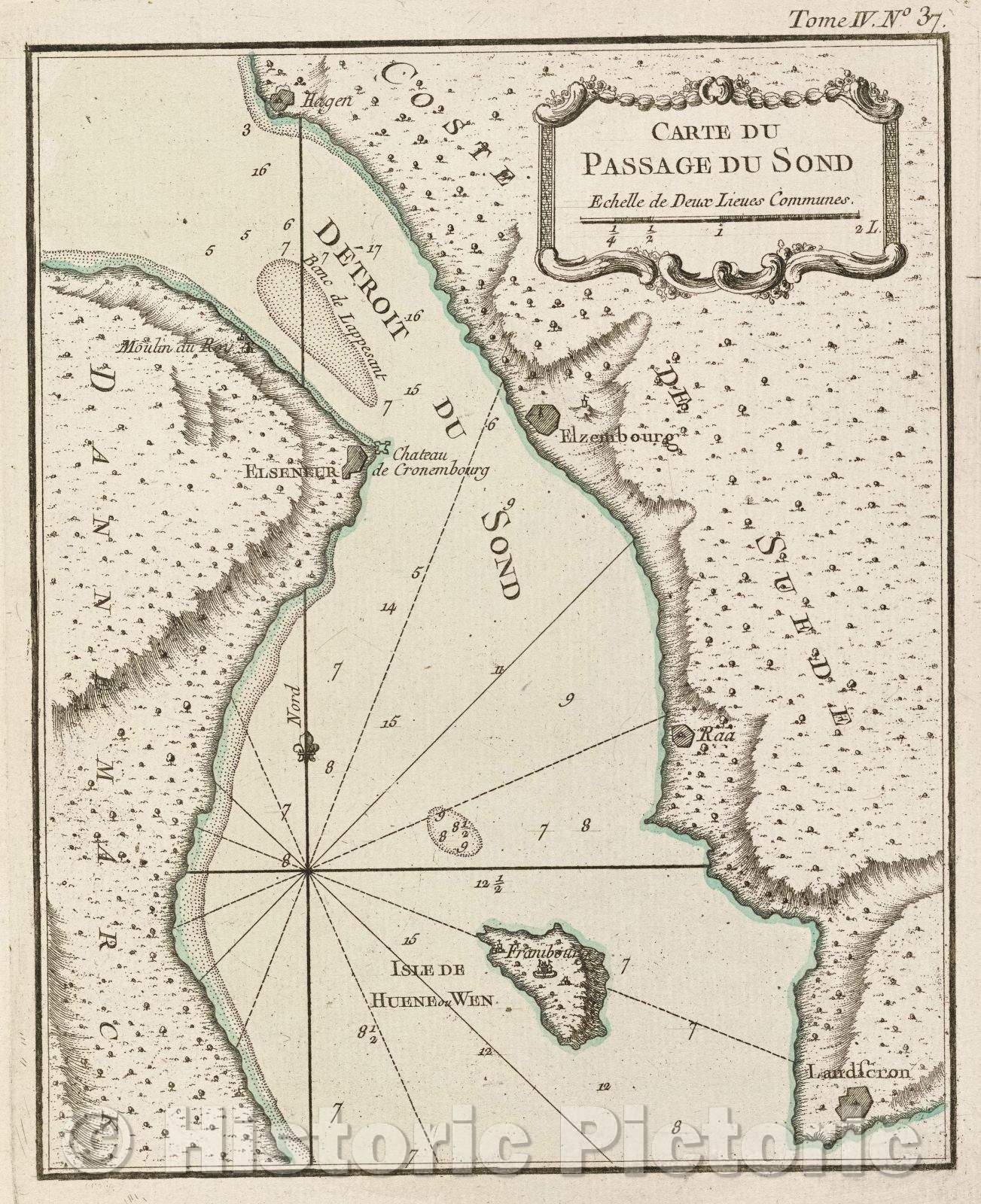 Historic Map : Carte du passage du Sond, Tome IV. No 37., 1764 , Vintage Wall Art