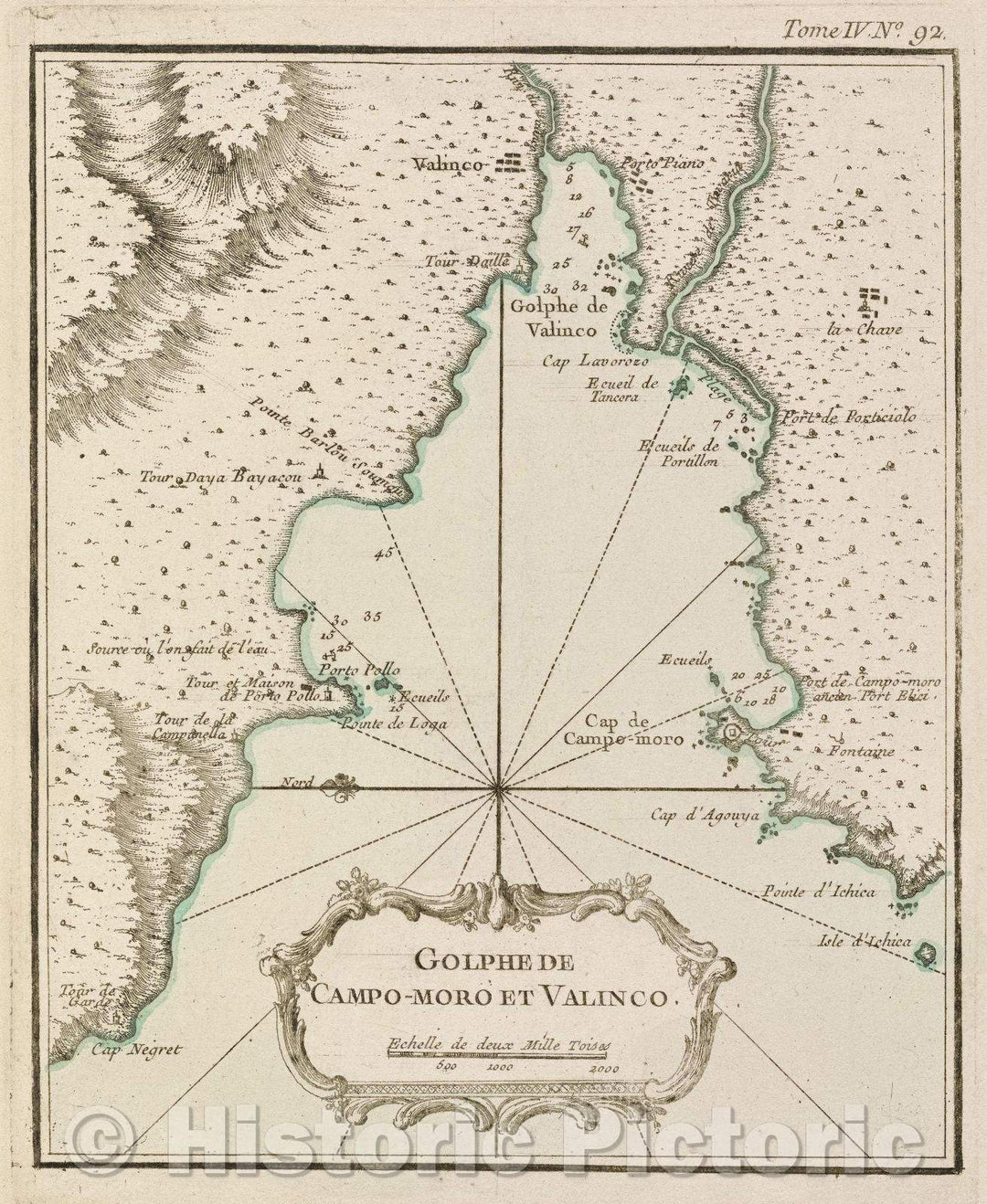 Historic Map : Golphe de Campo-moro et Valinco., Tome IV. No. 92., 1764 , Vintage Wall Art