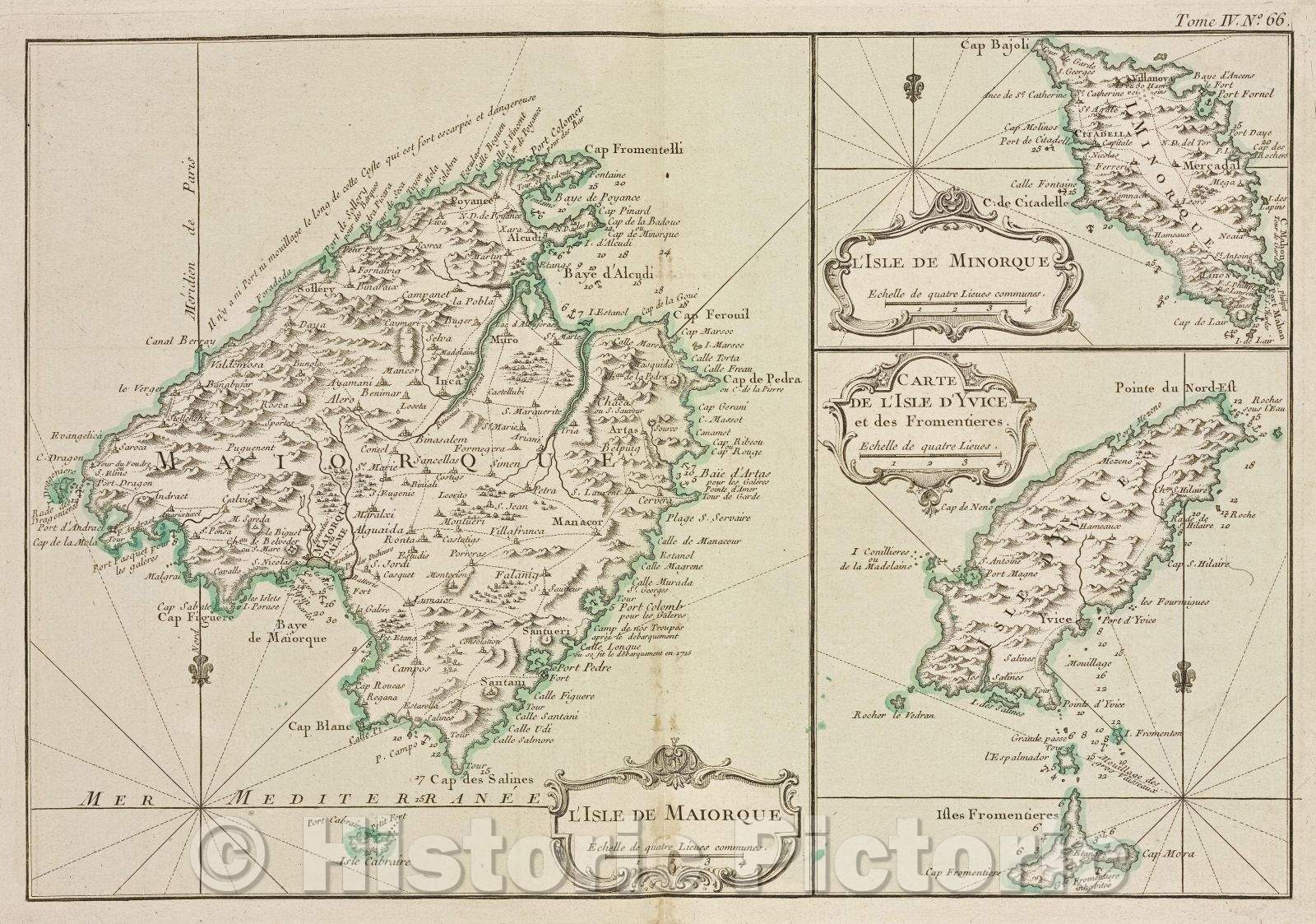 Historic Map : L'Isle de Maiorque, 1764 , Vintage Wall Art