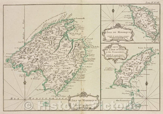 Historic Map : L'Isle de Maiorque, 1764 , Vintage Wall Art