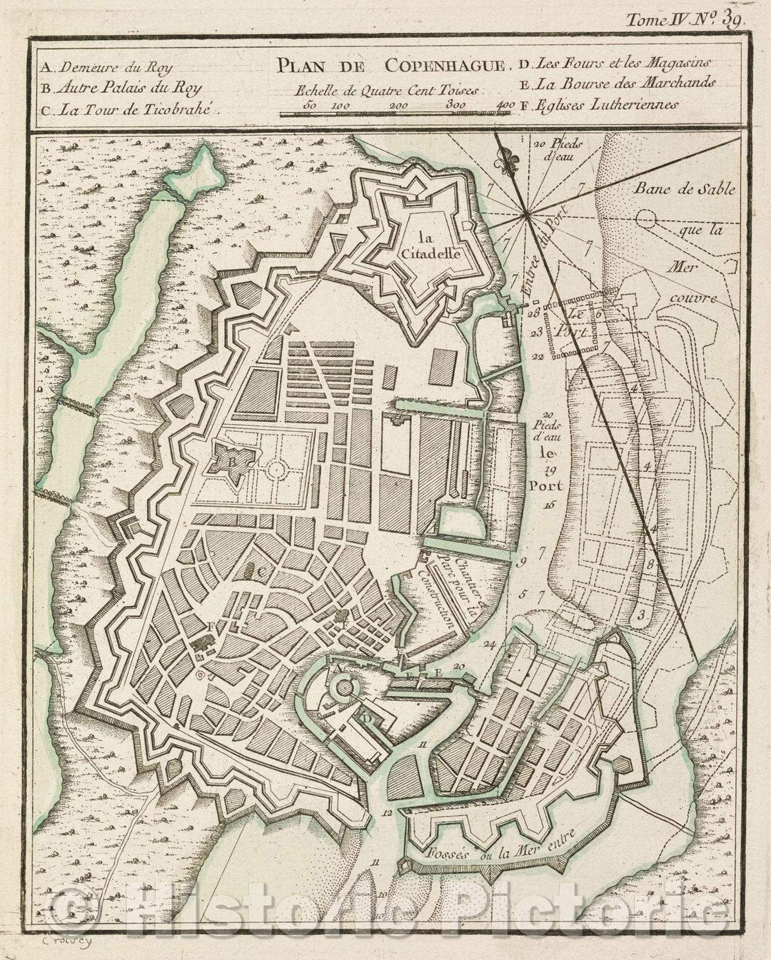 Historic Map : Plan de Copenhague., Tome IV. No. 39., 1764 , Vintage Wall Art