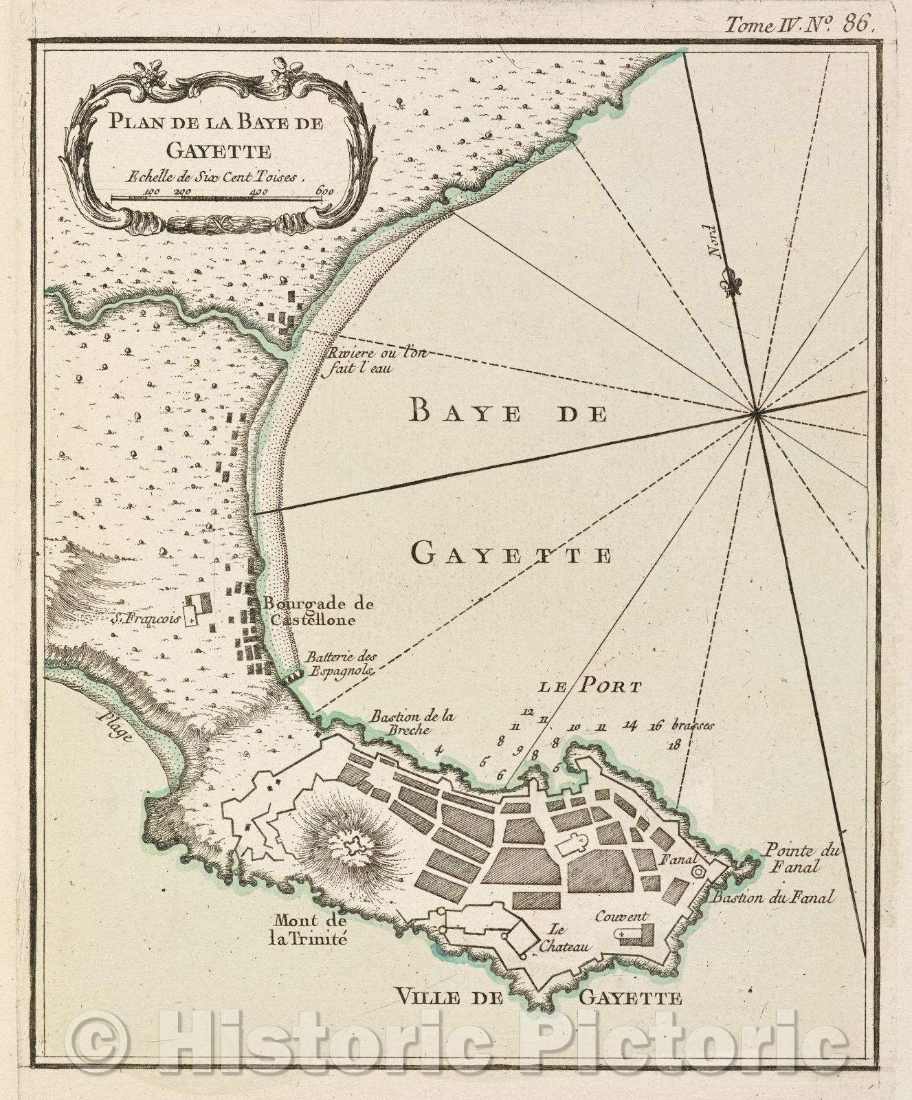 Historic Map : Plan de la Baye de Gayette, Tome IV. No. 86., 1764 , Vintage Wall Art