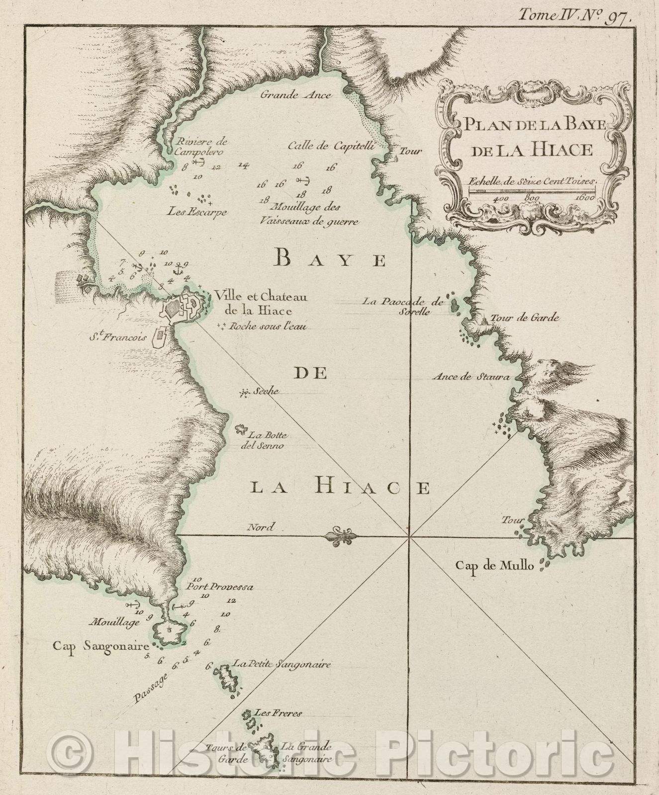 Historic Map : Plan de la Baye de la Hiace, Tome IV. No. 97., 1764 , Vintage Wall Art