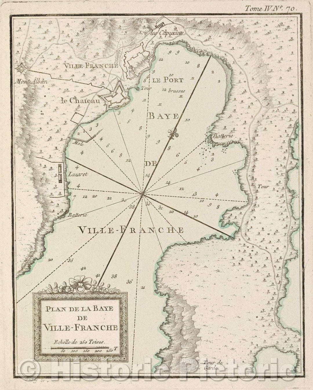 Historic Map : Plan de la Baye de Ville-Franche, Tome IV. No. 70., 1764 , Vintage Wall Art