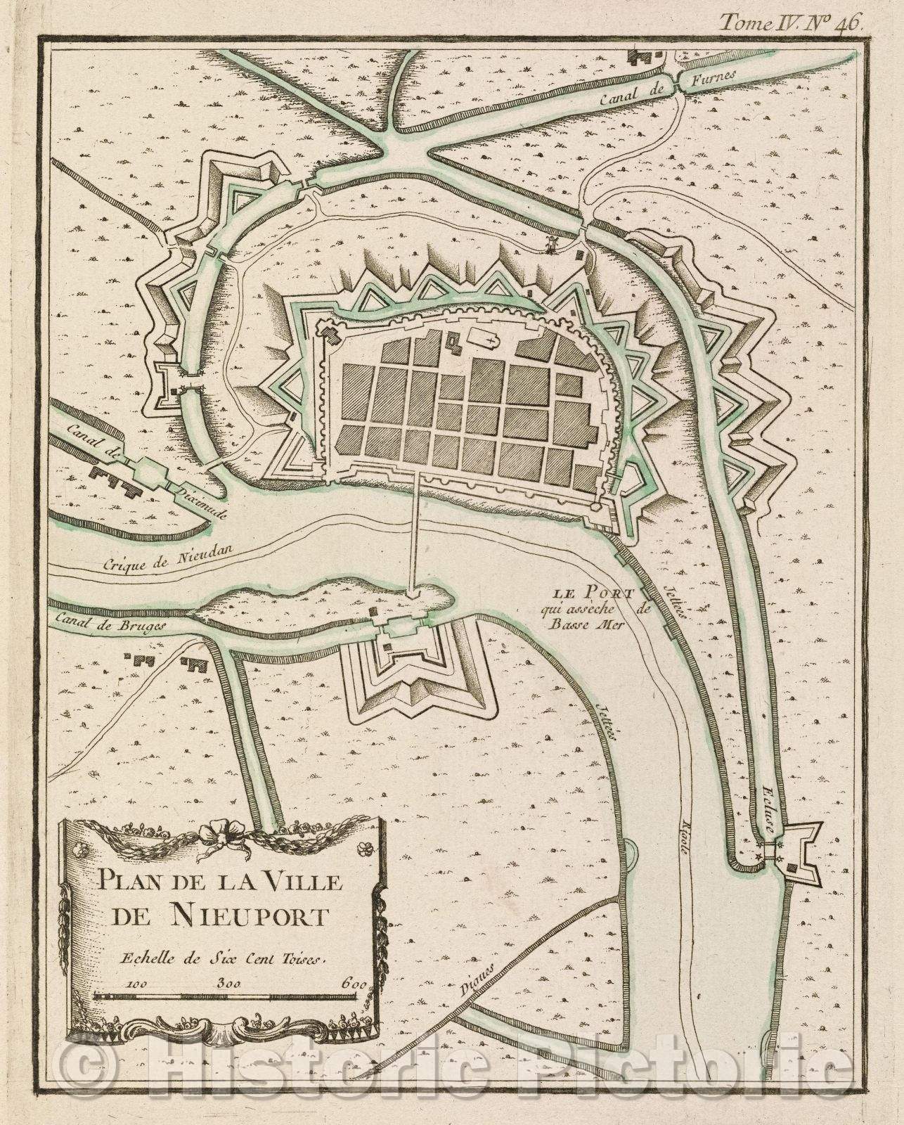 Historic Map : Plan de la Ville de Nieuport, Tome IV. No 46., 1764 , Vintage Wall Art