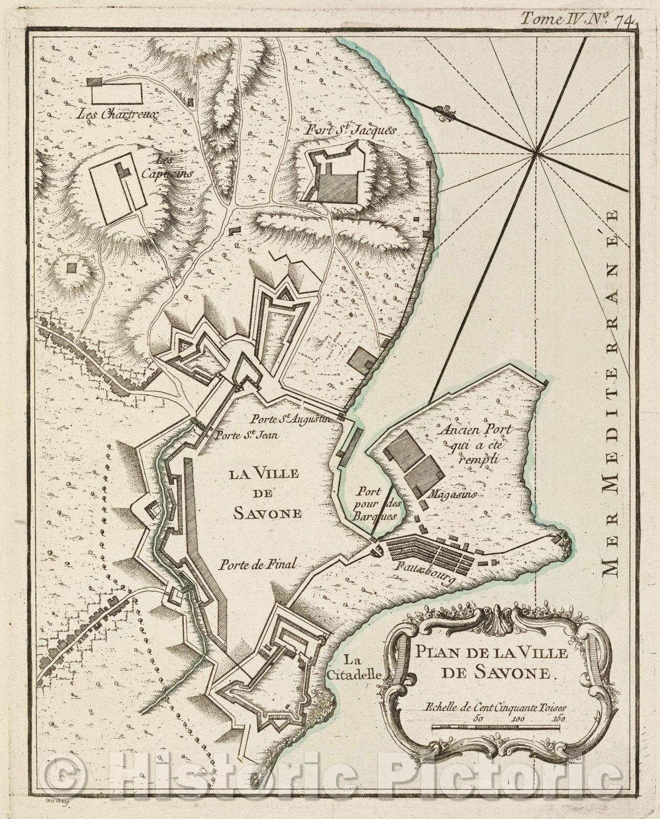 Historic Map : Plan de la Ville de Savone., Tome IV. No. 74., 1764 , Vintage Wall Art