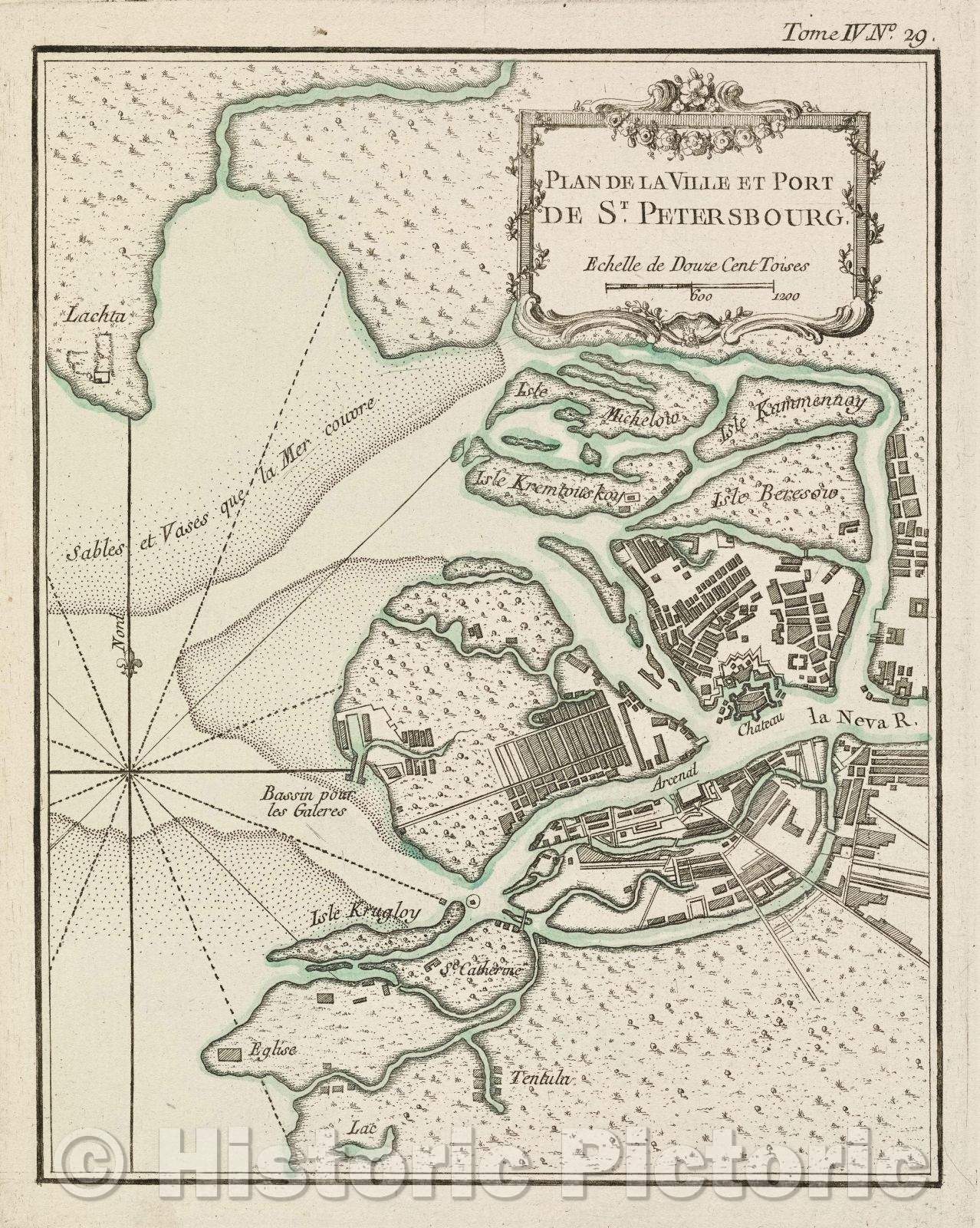 Historic Map : Plan de la Ville et Port de St. Petersbourg., Tome IV. No. 29., 1764 , Vintage Wall Art