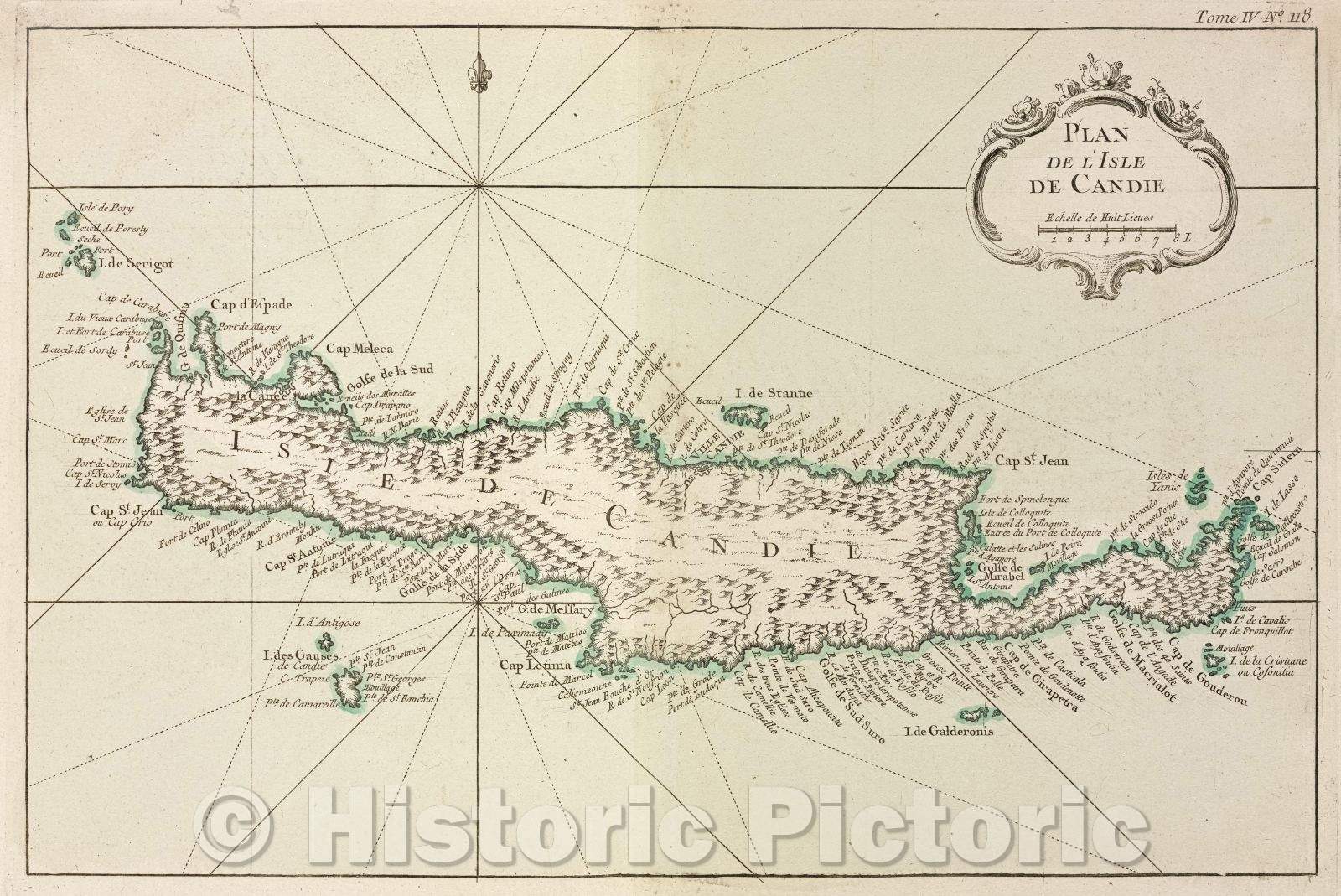 Historic Map : Plan de l'Isle de Candie, Tome IV. No. 118., 1764 , Vintage Wall Art