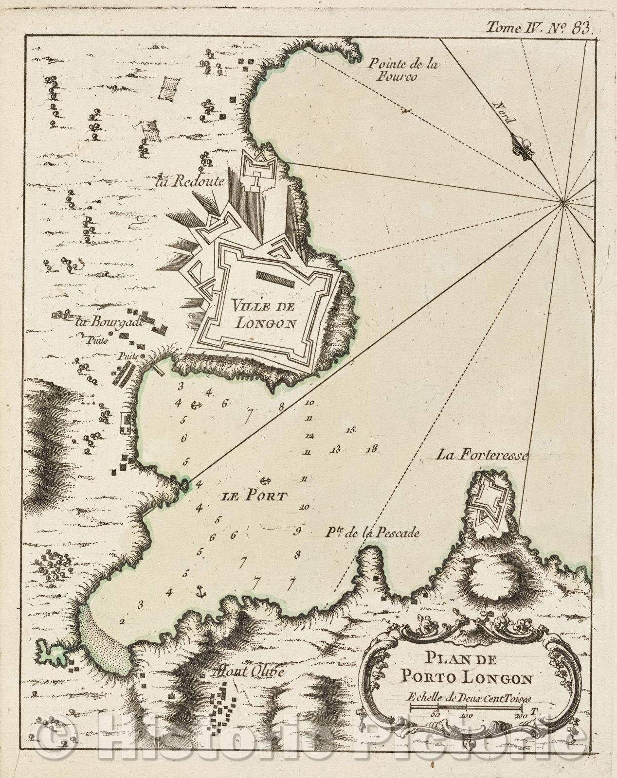 Historic Map : Plan de Porto Longon, Tome IV. No. 83., 1764 , Vintage Wall Art