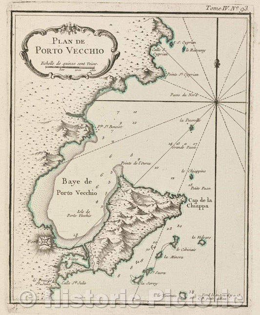 Historic Map : Plan de Porto Vecchio, Tome IV. No. 93., 1764 , Vintage Wall Art