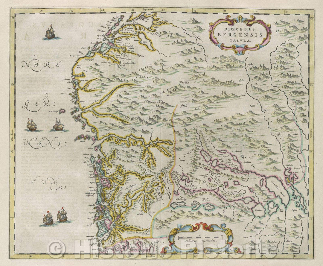 Historic Map : Dioecesis Bergensis Tabula., 1662 , Vintage Wall Art