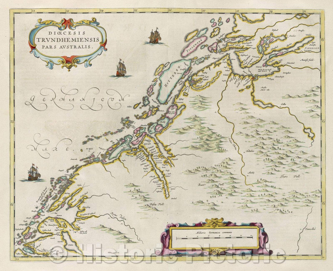 Historic Map : Dioecesis Trundhemiensis Pars Australis., 1662 , Vintage Wall Art