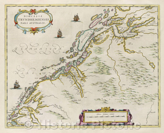 Historic Map : Dioecesis Trundhemiensis Pars Australis., 1662 , Vintage Wall Art