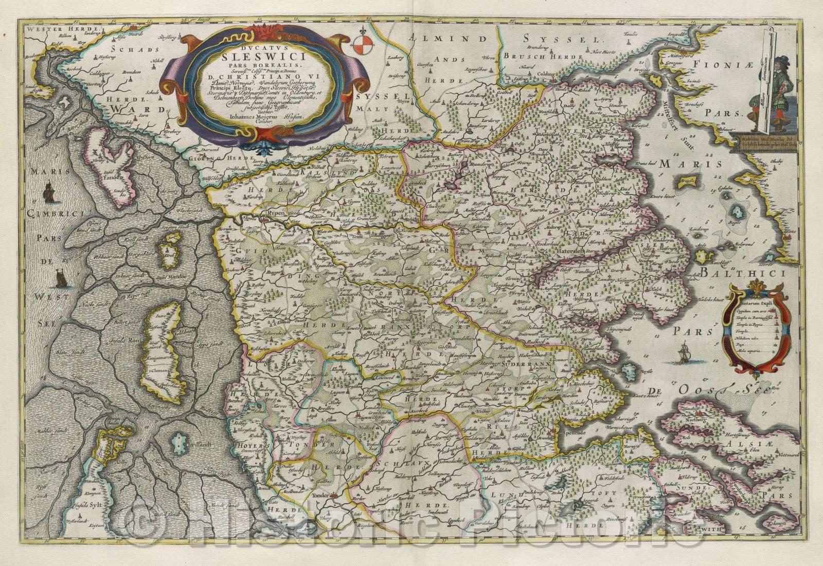 Historic Map : Ducatus Sleswici pars Borealis., 1662 , Vintage Wall Art