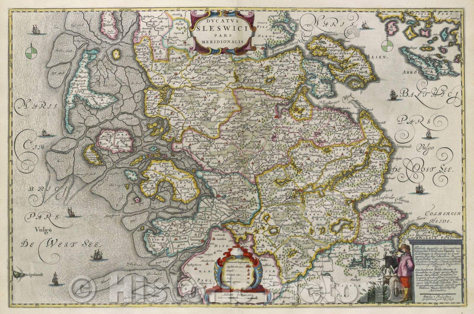 Historic Map : Ducatus Sleswici pars Meridionalis., 1662 , Vintage Wall Art