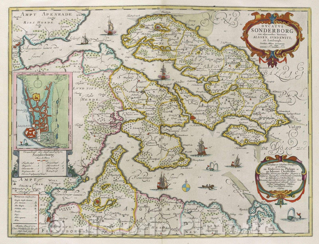 Historic Map : Ducatus Sonderborg cum adjacentibus Territoriis Alssen, Sundewitt, et Luxburgh., 1662 , Vintage Wall Art