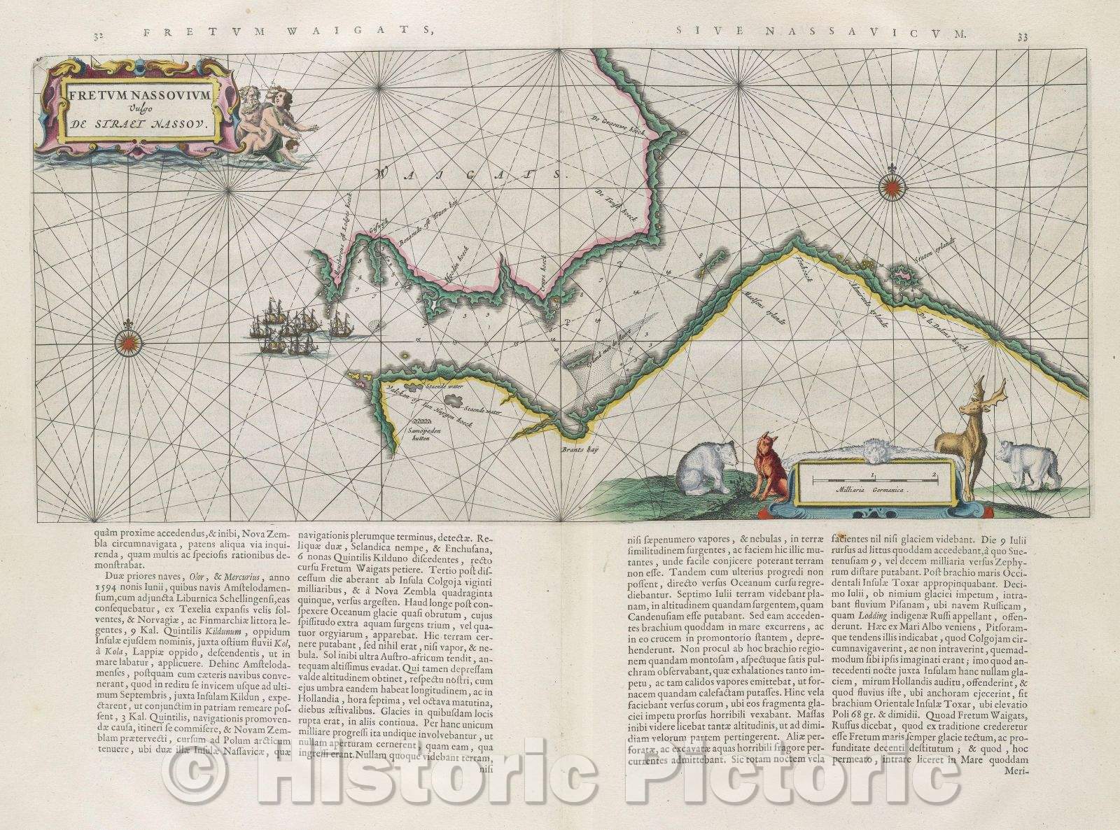 Historic Map : Fretum Nassovium vulgo de Straet Nassou., 1662 , Vintage Wall Art